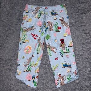 NICK & NORA Blue Scuba Under The Sea Sock Monkey Pajamas Pants Bottoms Size XL